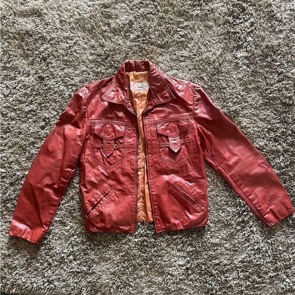 VINTAGE Red Leather Jacket